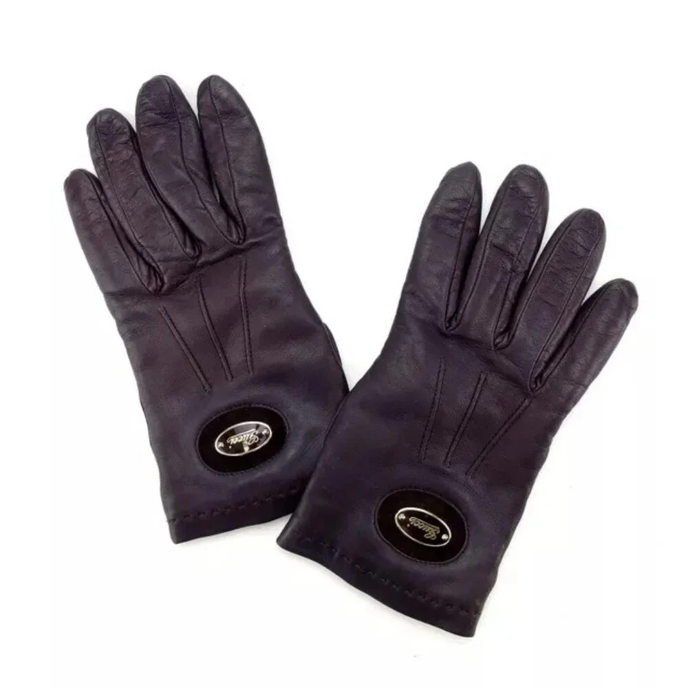 Gucci gloves Brown Gold Woman Authentic Used